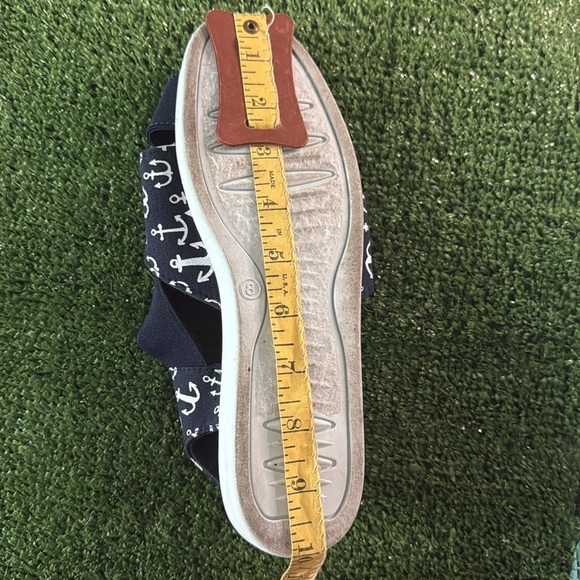 Coral Bay Navy Anchor Print Women's Sandals, Stretchy Slip On , Navy Size 8 - Picture 9 of 9